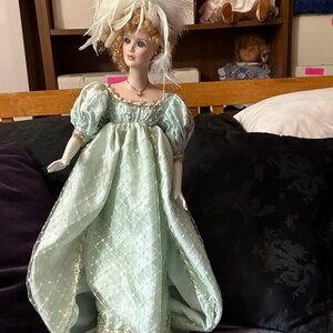 Antoinette by Dynasty Elegant Mint Green Porcelain Doll limited edition 1076